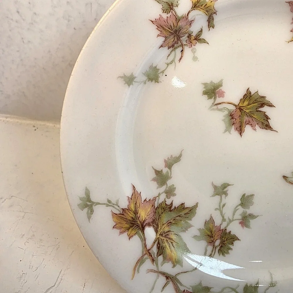 Antique Haviland France Limoges Autumn Leaf Saucers & Bread Plate Schleiger‎ 196